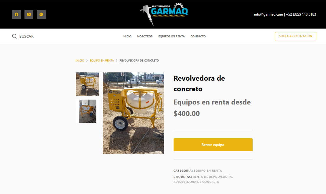 Revolvedora de concreto en renta garmaq